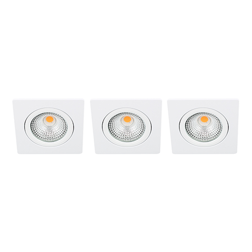 Set 3x Bella Ondiepe LED spot kantelbaar 5Watt vierkant WIT IP65 dimbaar