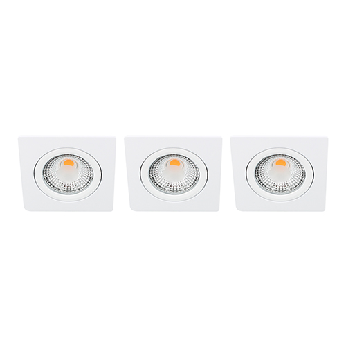 Set 3x Bella Ondiepe LED spot kantelbaar 5Watt vierkant WIT IP65 dimbaar