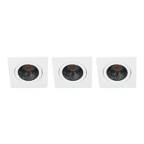 Set 3x Bella Ondiepe LED spot kantelbaar 5Watt vierkant WIT IP65 dimbaar
