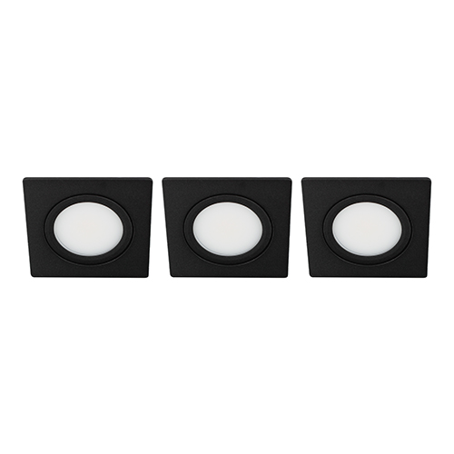 Set 3x Bella Ondiepe LED spot kantelbaar 5Watt vierkant ZWART IP65 dimbaar - interne driver