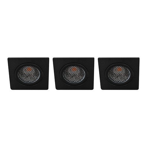 Set 3x Bella Ondiepe LED spot kantelbaar 5Watt vierkant ZWART IP65 dimbaar