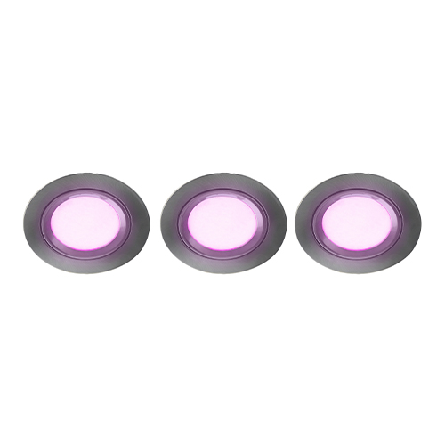 Set 3x - Mondo ondiepe inbouwspot - White & Color - rond NIKKEL 8Watt IP65 - Zigbee 3