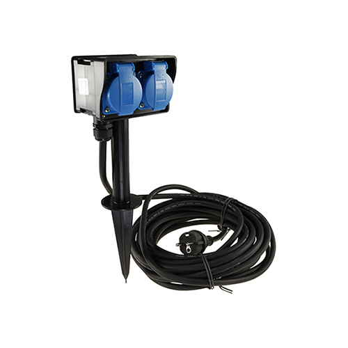 Buitenstopcontact 2 voudig IP44 Incl. 3 meter lange kabel