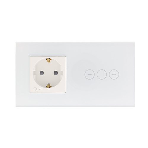 Rome Touch wit-glas LED dimmer en smart stopcontact combinatie compleet - 2draads