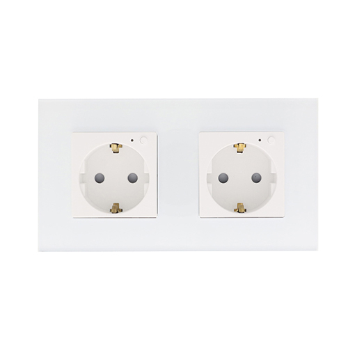 Rome Smart wit-glas dubbel LED stopcontact combinatie compleet