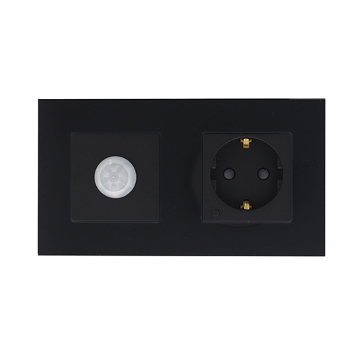 Rome Smart zwart-glas stopcontact en PIR sensor combinatie compleet