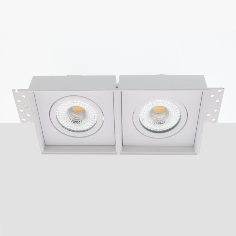Bella Ondiepe LED inbouw 40mm trimless spot kantelbaar 5Watt vierkant dubbel WIT IP65 dimbaar - interne driver