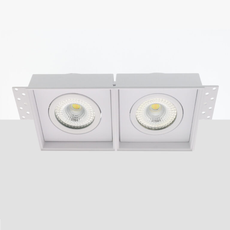 Bella Ondiepe LED inbouw 40mm trimless spot kantelbaar 7Watt vierkant dubbel WIT IP65 dimbaar - dim to warm - interne driver
