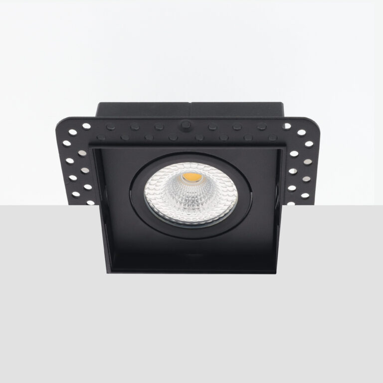 Bella Ondiepe LED inbouw 40mm trimless spot kantelbaar 5Watt vierkant ZWART IP65 dimbaar - interne driver