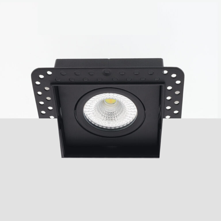 Bella Ondiepe LED inbouw 40mm trimless spot kantelbaar 7Watt vierkant ZWART IP65 dimbaar - dim to warm - interne driver