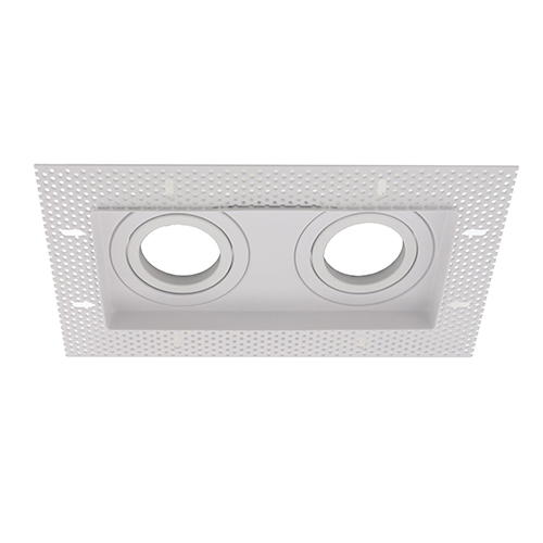 LED trimless stucframe spot armatuur dubbel vierkant WIT kantelbaar