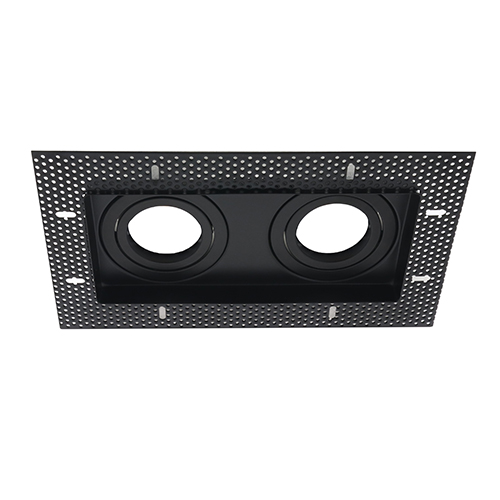 LED trimless stucframe spot armatuur dubbel vierkant ZWART kantelbaar