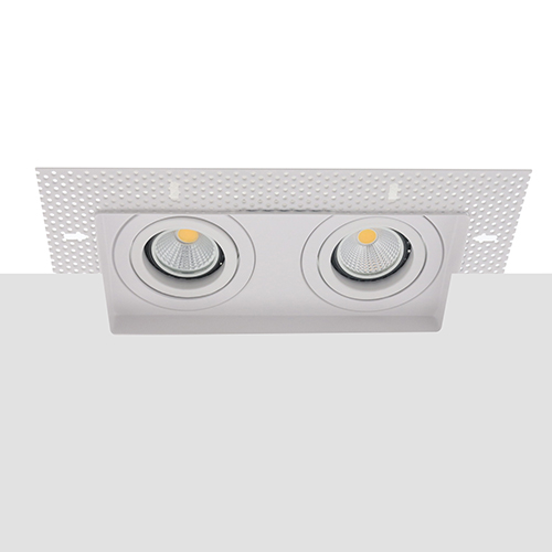 LED trimless spot kantelbaar GU10 COB 3Watt dubbel vierkant WIT dimbaar