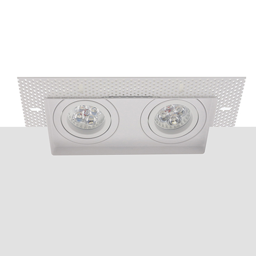 LED trimless spot kantelbaar GU10 4Watt dubbel vierkant WIT dimbaar