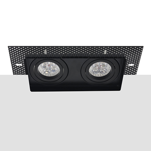 LED trimless spot kantelbaar GU10 4Watt dubbel vierkant ZWART dimbaar