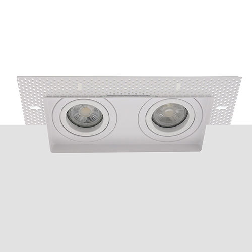 LED trimless spot kantelbaar GU10 COB 7Watt dubbel vierkant WIT dimbaar
