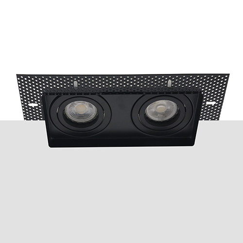 LED trimless spot kantelbaar GU10 COB 7Watt dubbel vierkant ZWART dimbaar