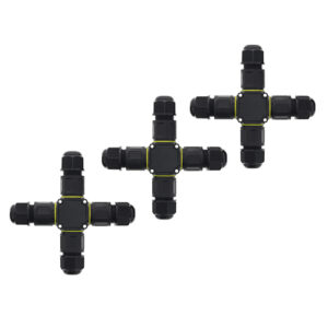 Set 3x X Connector 3 polig IP68 waterdicht kabelverbinder zwart