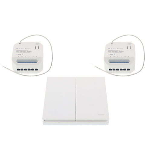 Wifi draadloos, dubbele micro dimmer module 150W + dubbele afstandsbediening WIT