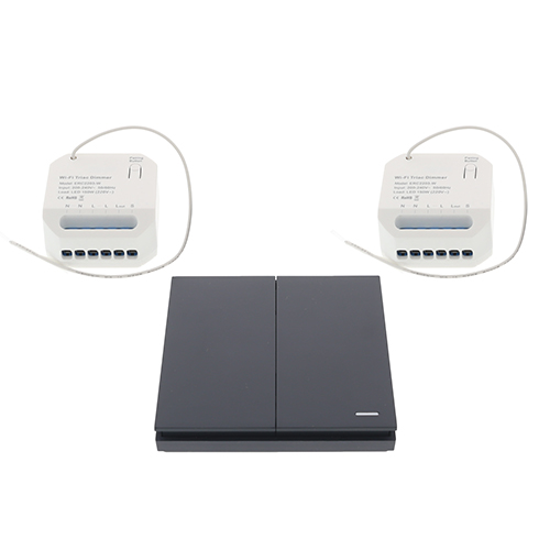 Wifi draadloos, dubbele micro dimmer module 150W + dubbele afstandsbediening ZWART