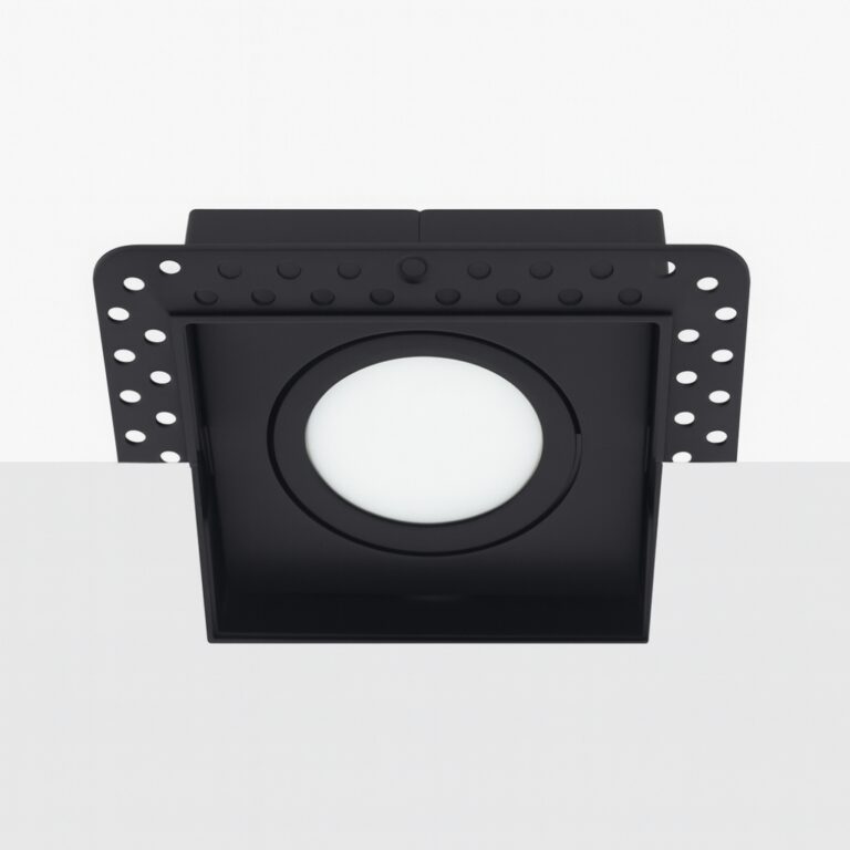 Bella Ondiepe LED inbouw 40mm trimless spot kantelbaar 5Watt vierkant ZWART IP65 dimbaar - interne driver