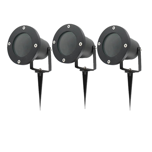 Set 3x LED tuinspot prikspot armatuur GU10 ZWART 220/230Volt IP65 waterdicht