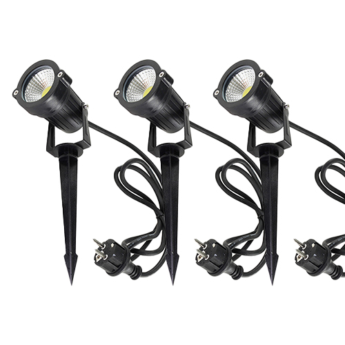 Set 3x LED tuinspot prikspot 5Watt 220/230Volt met stekker IP65