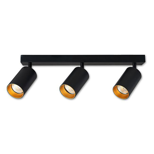 LED plafondspot mat zwart - goud - 3 verstelbare spots - GU10 aansluiting