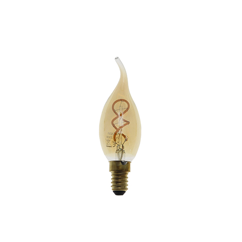 LED Spiraal lamp | Dimbaar | E14 | 2W | Vlam | Amber glas | 2200K - Extra warm wit