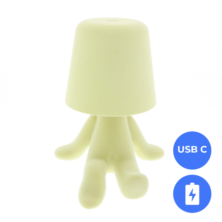 Oplaadbare LED Tafellamp - Denker - Geel Velours - Dimbaar - USB-C
