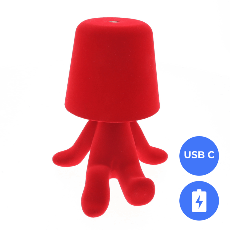 Oplaadbare LED Tafellamp - Denker - Rood Velours - Dimbaar - USB-C