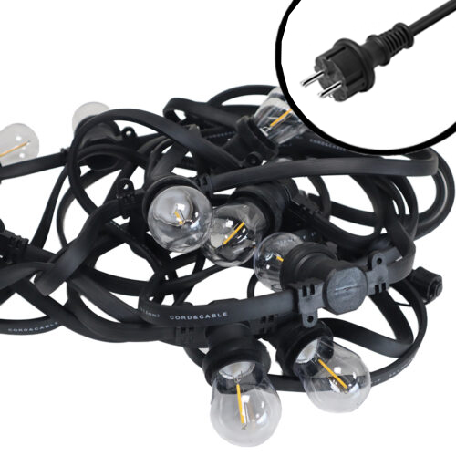 10m Arena platte LED Prikkabel - IP65 Lichtsnoer Buiten - koppelbaar - inclusief 10x E27 lampen - Incl. Stekker