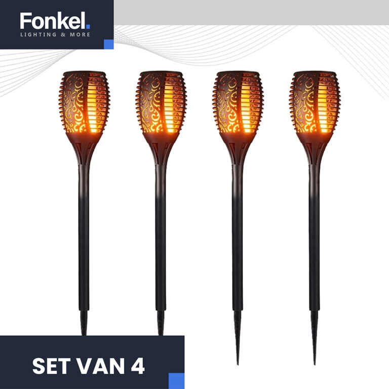 Set 4x LED Solar tuinfakkels zonne-energie ZWART IP44