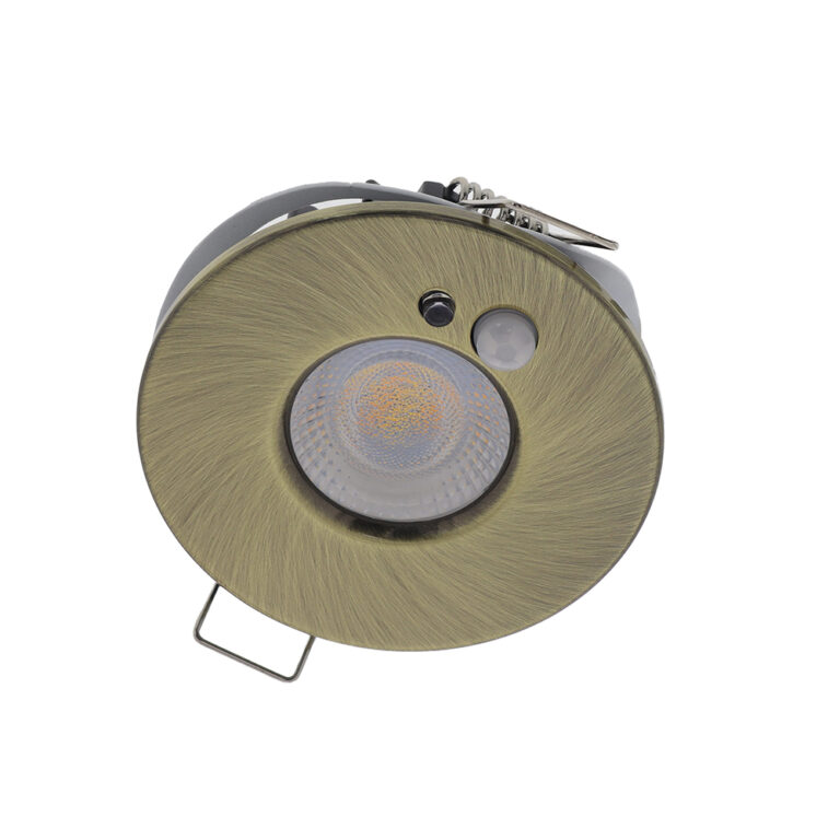 LED PIR inbouwspot IP65 waterdicht met bewegings sensor 6Watt rond BRONS ANTIEK CCT switch én dimbaar