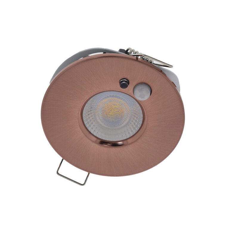 LED PIR inbouwspot IP65 waterdicht met bewegings sensor 6Watt rond KOPER CCT switch én dimbaar