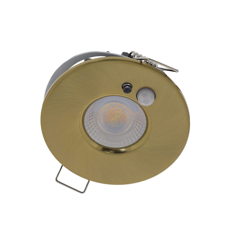LED PIR inbouwspot IP65 waterdicht met bewegings sensor 6Watt rond MESSING CCT switch én dimbaar