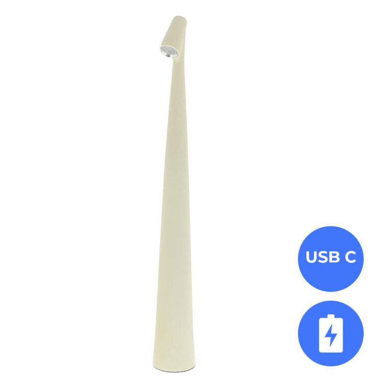 Nordic Design LED Tafellamp Nachtlamp Oplaadbaar creme - USB-C - 45cm CCT switch én dimbaar