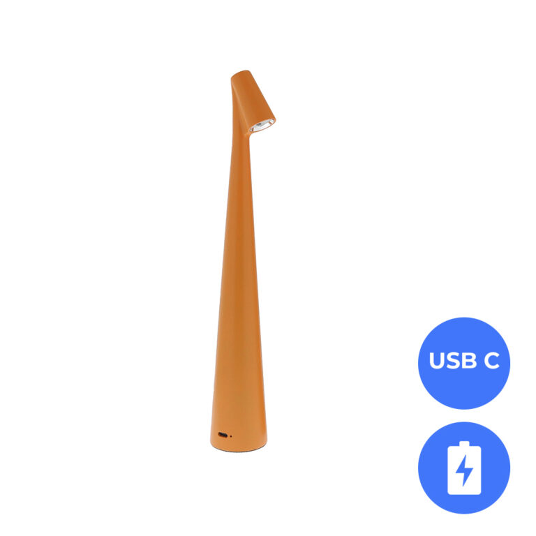 Nordic Design LED Tafellamp Nachtlamp Oplaadbaar oranje - USB-C - 34cm CCT switch én dimbaar