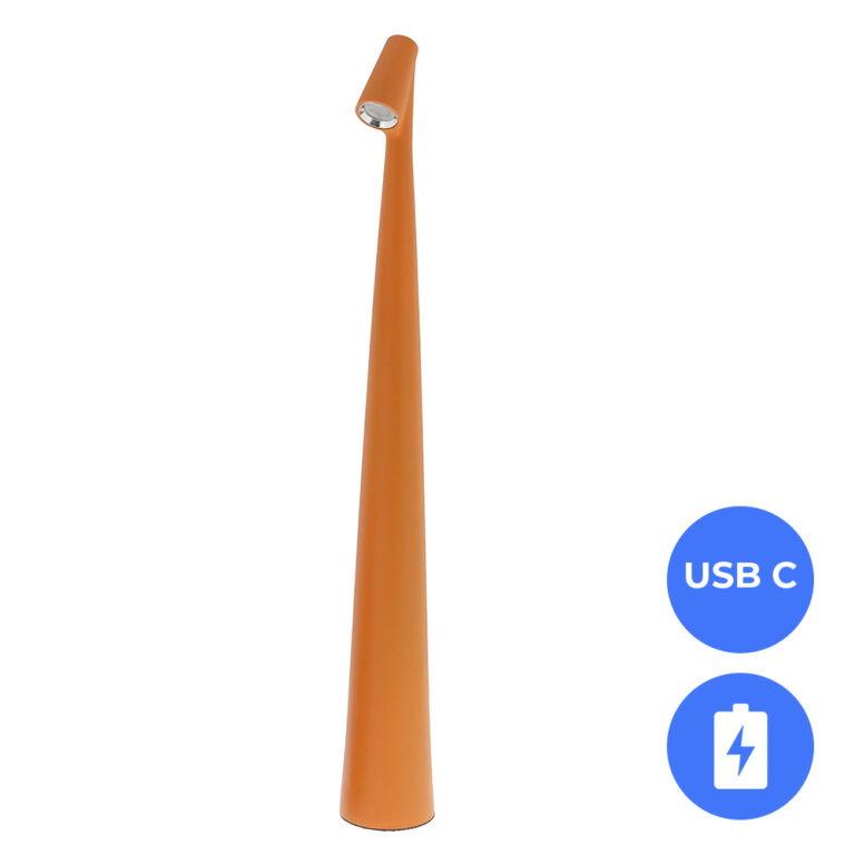 Nordic Design LED Tafellamp Nachtlamp Oplaadbaar oranje - USB-C - 45cm CCT switch én dimbaar
