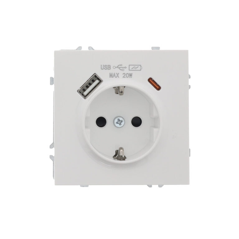 Geaard stopcontact met USB A en C Milaan wit