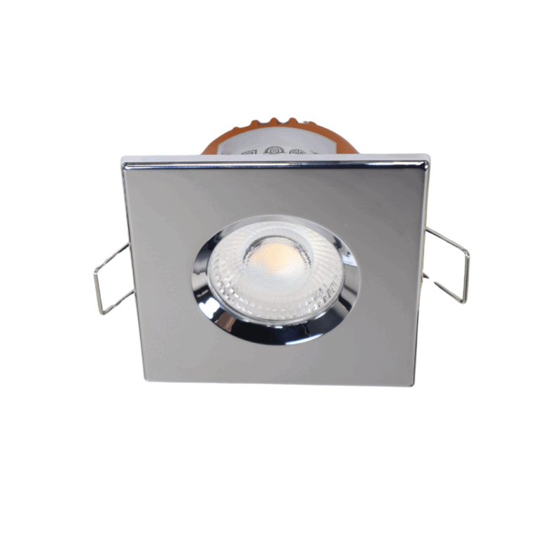 LED fire rated inbouwspot 6Watt vierkant CHROME IP65 dimbaar - CCT switch - 2700K - 3000K - 4000k - interne driver - brandvertragend
