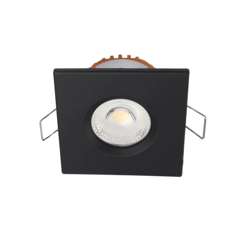 LED fire rated inbouwspot 6Watt vierkant ZWART IP65 dimbaar - CCT switch - 2700K - 3000K - 4000k - interne driver - brandvertragend