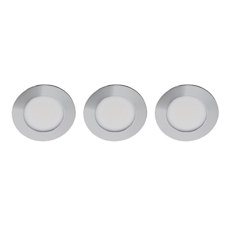 Set 3x Donna LED meubelspot keukenspot 3Watt rond CHROME - Extreem laag 15mm dimbaar