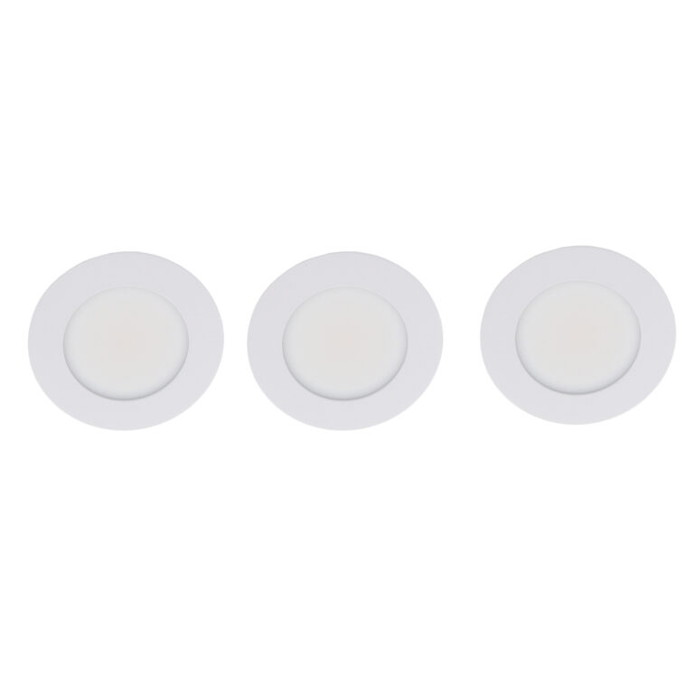Set 3x Donna LED meubelspot keukenspot 3Watt rond WIT - Extreem laag 15mm dimbaar