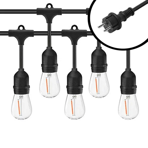 10m 2200K LED Prikkabel - IP65 Lichtsnoer Buiten - koppelbaar - inclusief 10x E27 lampen - Extra warm wit - Eco - Incl. Stekker