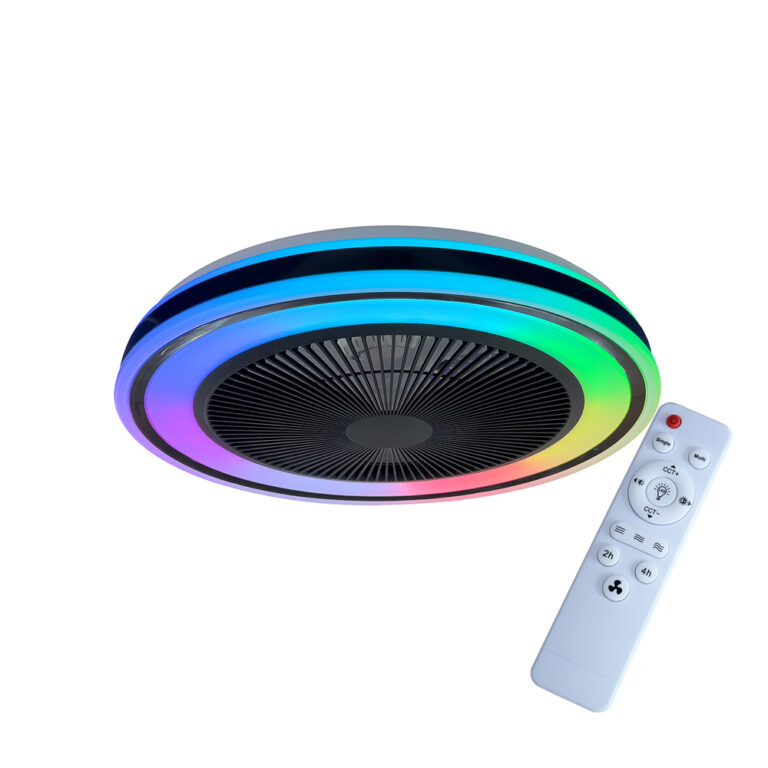 Plafondventilator - met afstandsbediening - Cuba ZWART 24Watt met LED lamp 3000K-4000K-6500K RGB CCT