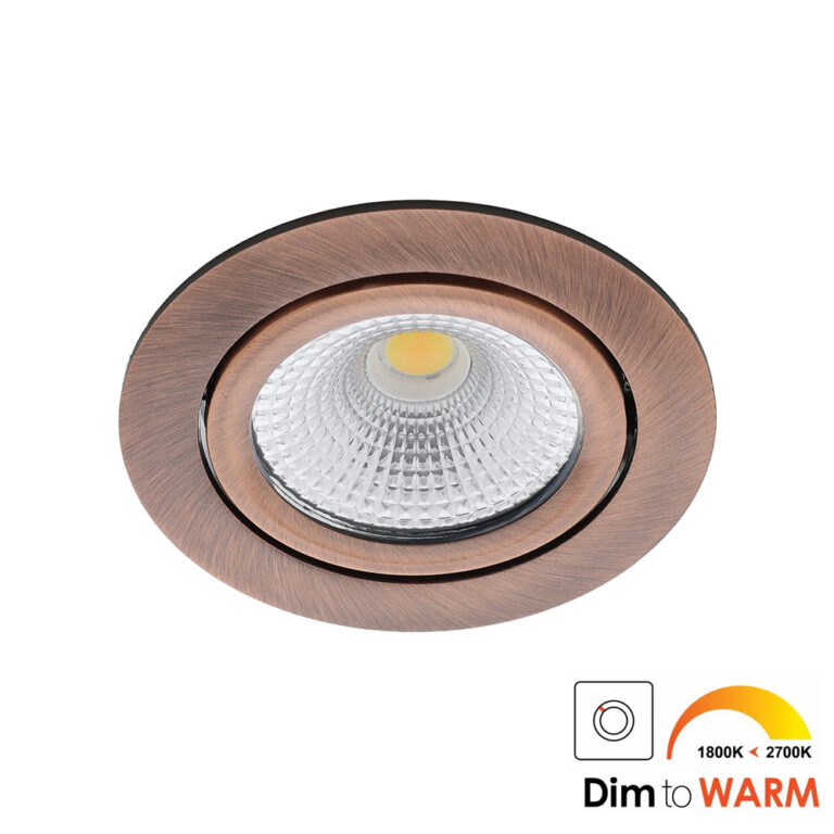 Bella Ondiepe LED spot kantelbaar 7Watt rond KOPER dimbaar - dim to warm