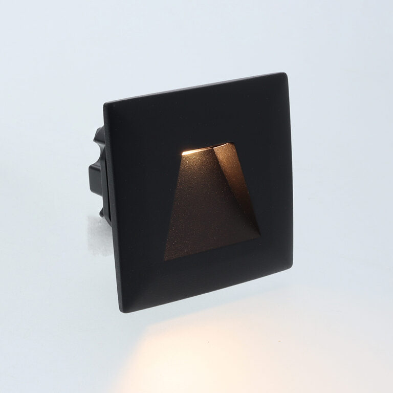 Vince LED IP65 wand trapverlichting CCT 3Watt vierkant ZWART doorlusbaar voor WCD inbouwdoos