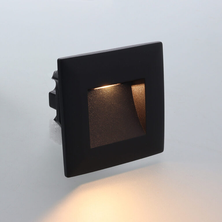 Vince LED IP65 wand trapverlichting CCT switch 3Watt vierkant ZWART doorlusbaar voor WCD inbouwdoos