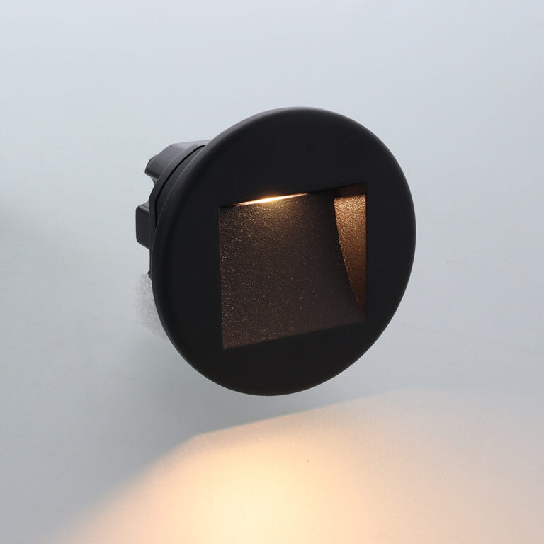 Vince LED IP65 wand trapverlichting CCT switch 3Watt rond ZWART doorlusbaar voor WCD inbouwdoos